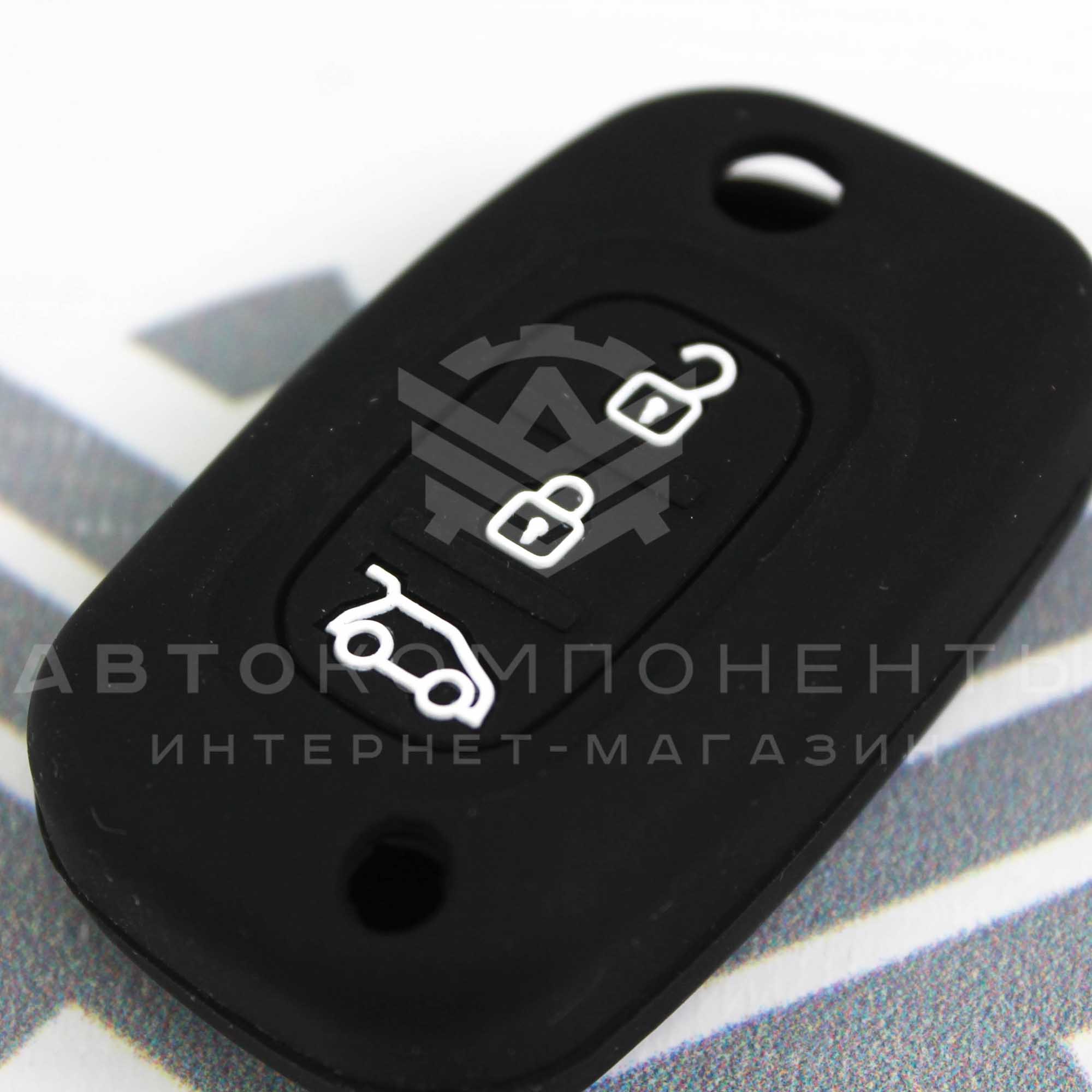 Силиконовый чехол на выкидной ключ Лада Vesta, X-Ray (черный)