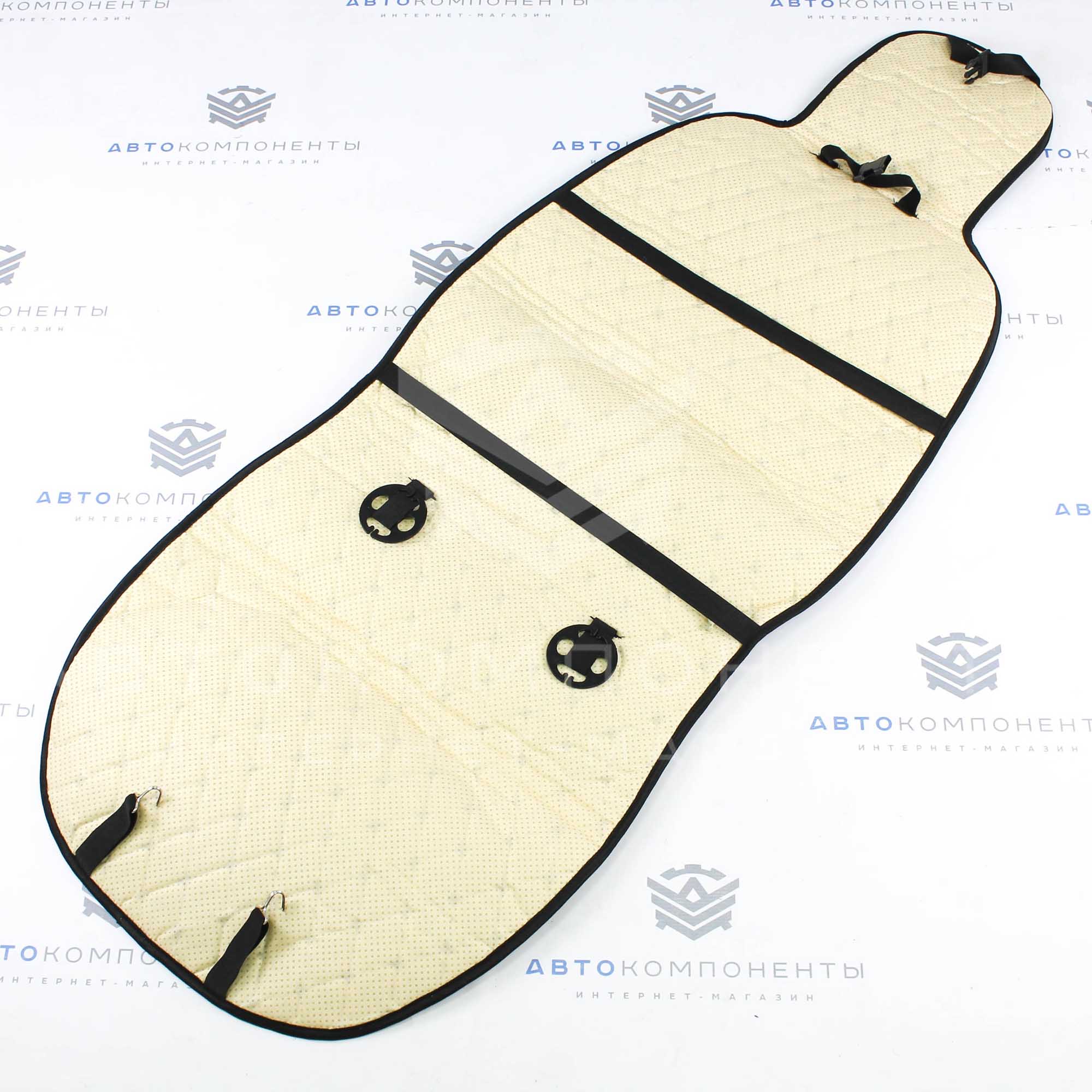 Универсальные накидки из велюра (широкие) без бортов на передние сиденья Ромб (синяя нить)