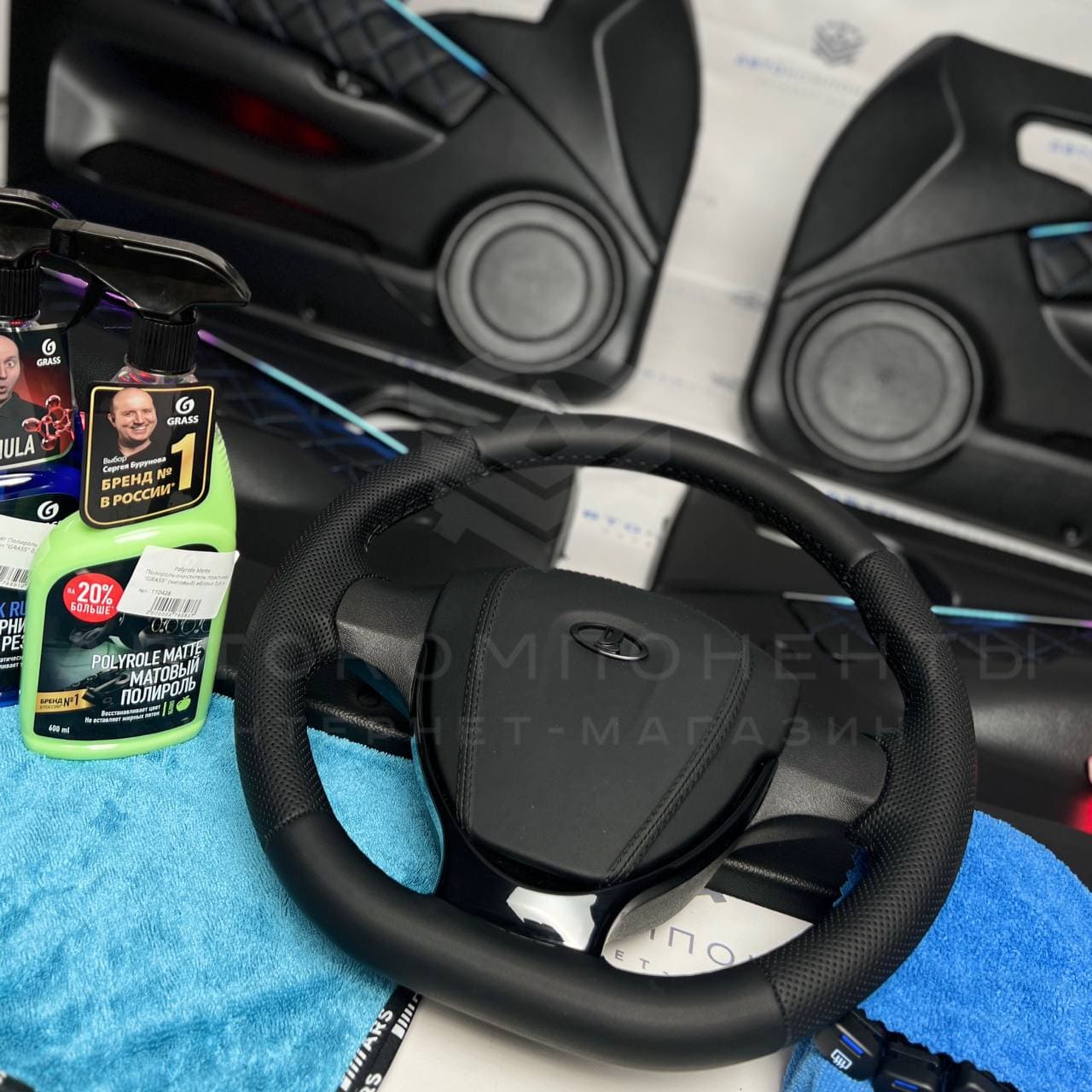 Комплект салона в коже (Евро-обшивки + контурная подсветка) ВАЗ 2110-2112