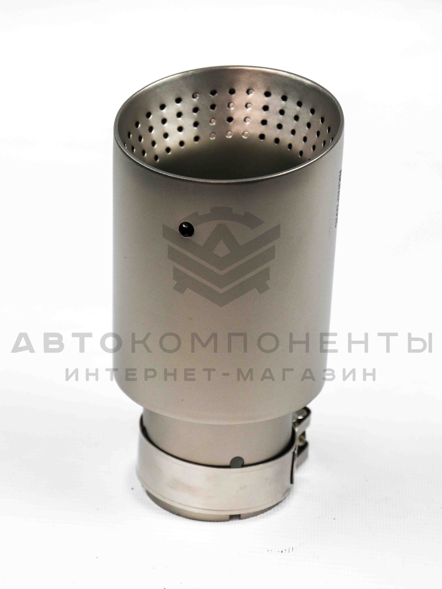Насадка на глушитель AKRAPOVIC (скошенная, с перфорацией) 63-89мм (серебристая)
