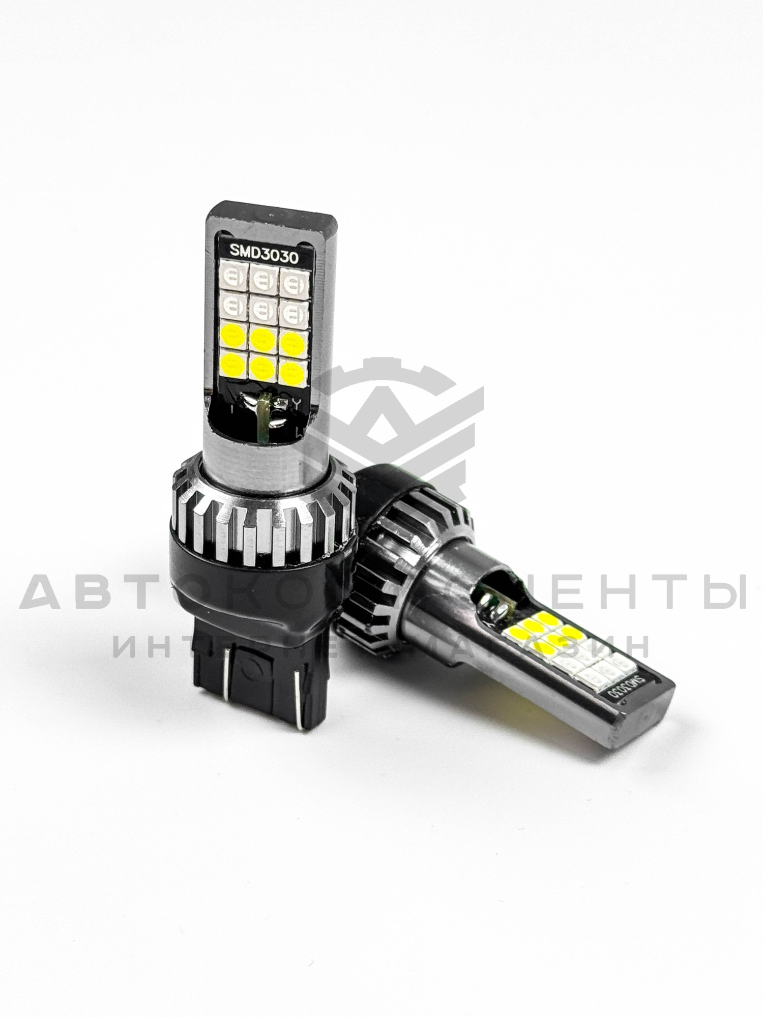 Светодиодные лампы с приветствием W21/5W T20 (синий-белый) (2шт)