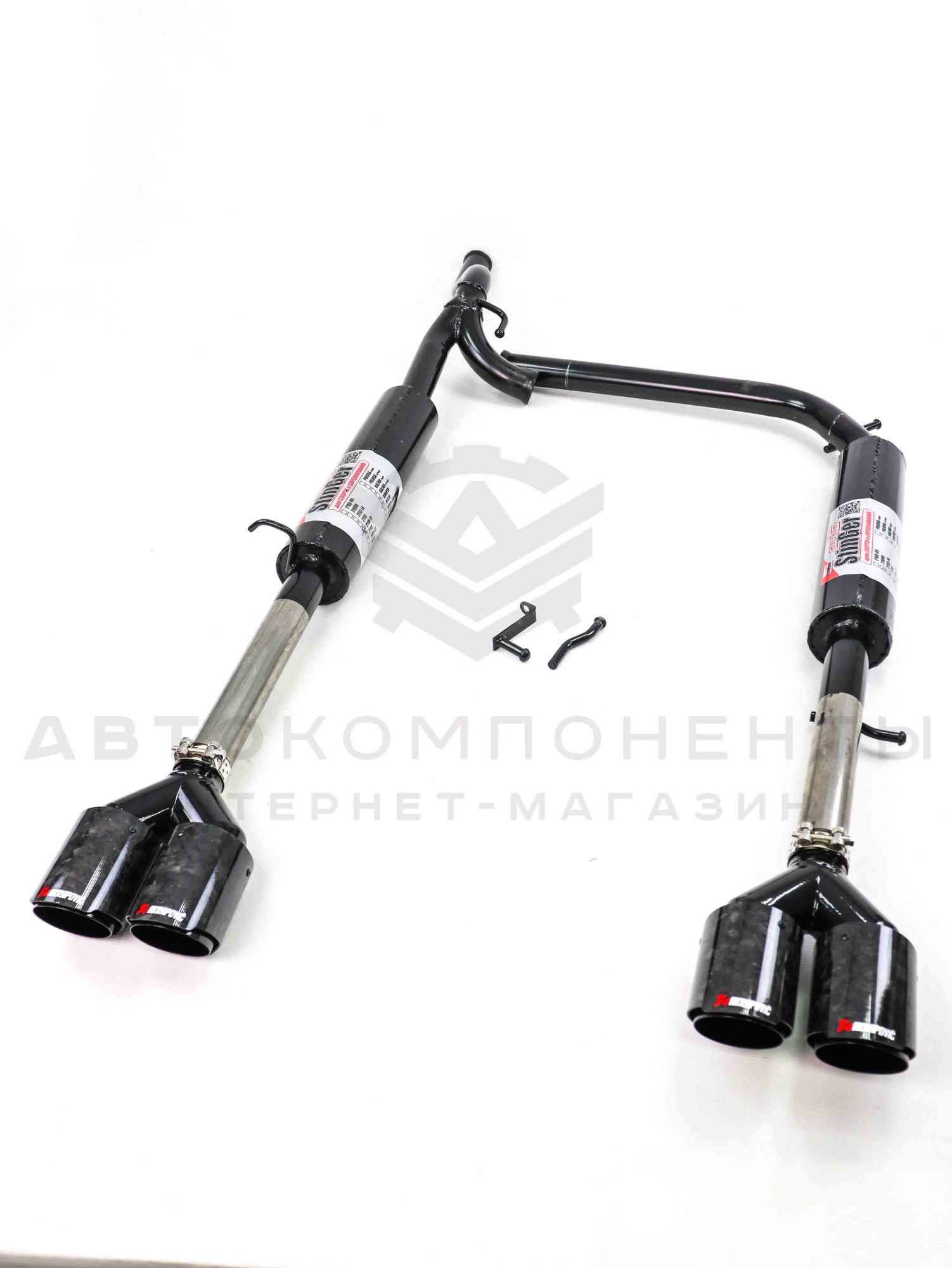 Глушитель "Stinger" раздвоенный (с двойными насадками "кованый карбон") ВАЗ 2110, 2111