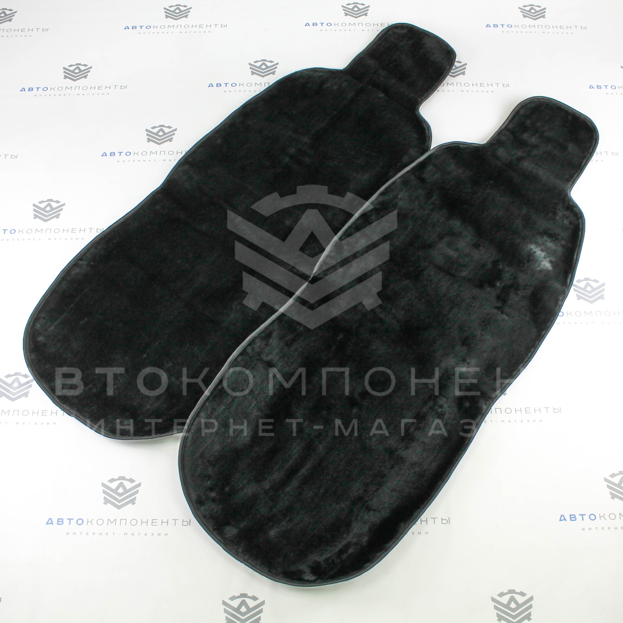 Универсальные накидки из искусственного меха на передние сиденья (черные)