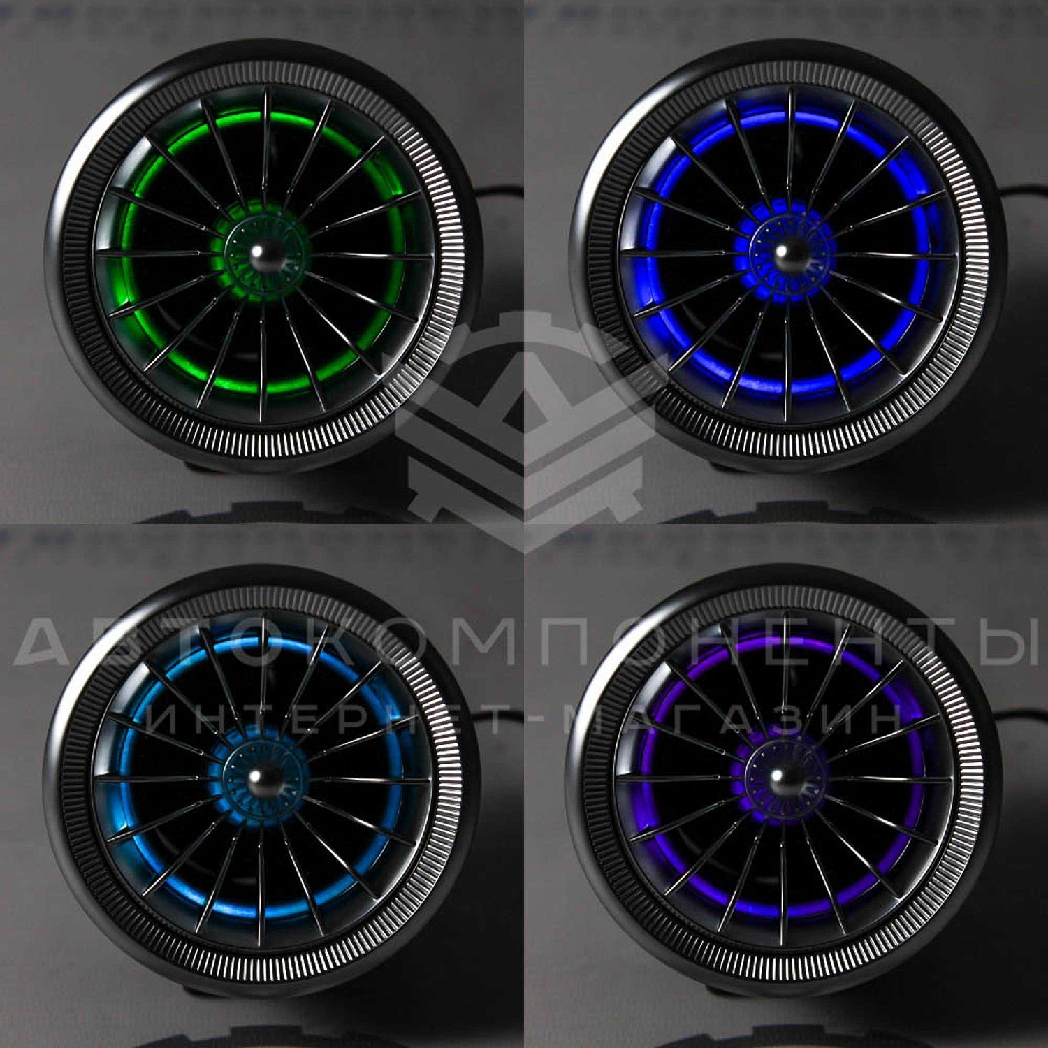 Сопло вентиляции в стиле Ferrari (регулируемое) с RGB подсветкой Лада Гранта, Калина 2, Ларгус (серебристое)