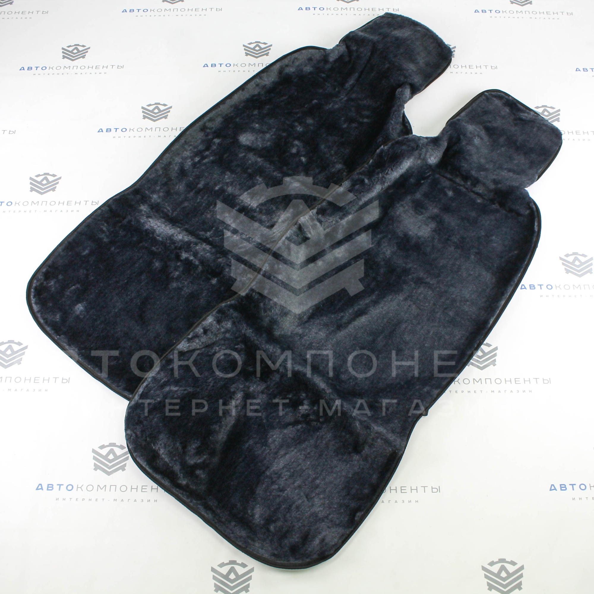 Универсальные накидки из искусственного меха на передние сиденья (серые)