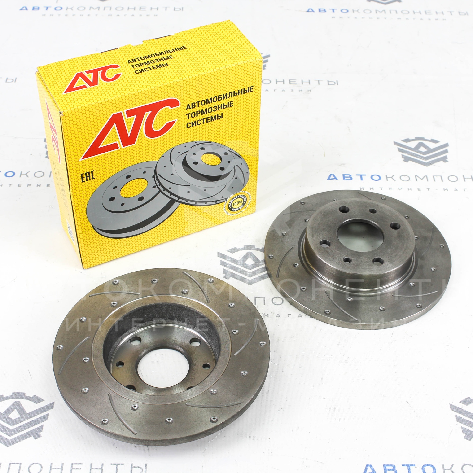 Тормозные диски "АТС" 2108-05 R13 (насечки, перфорация) ВАЗ 2108-21099, 2113-2115