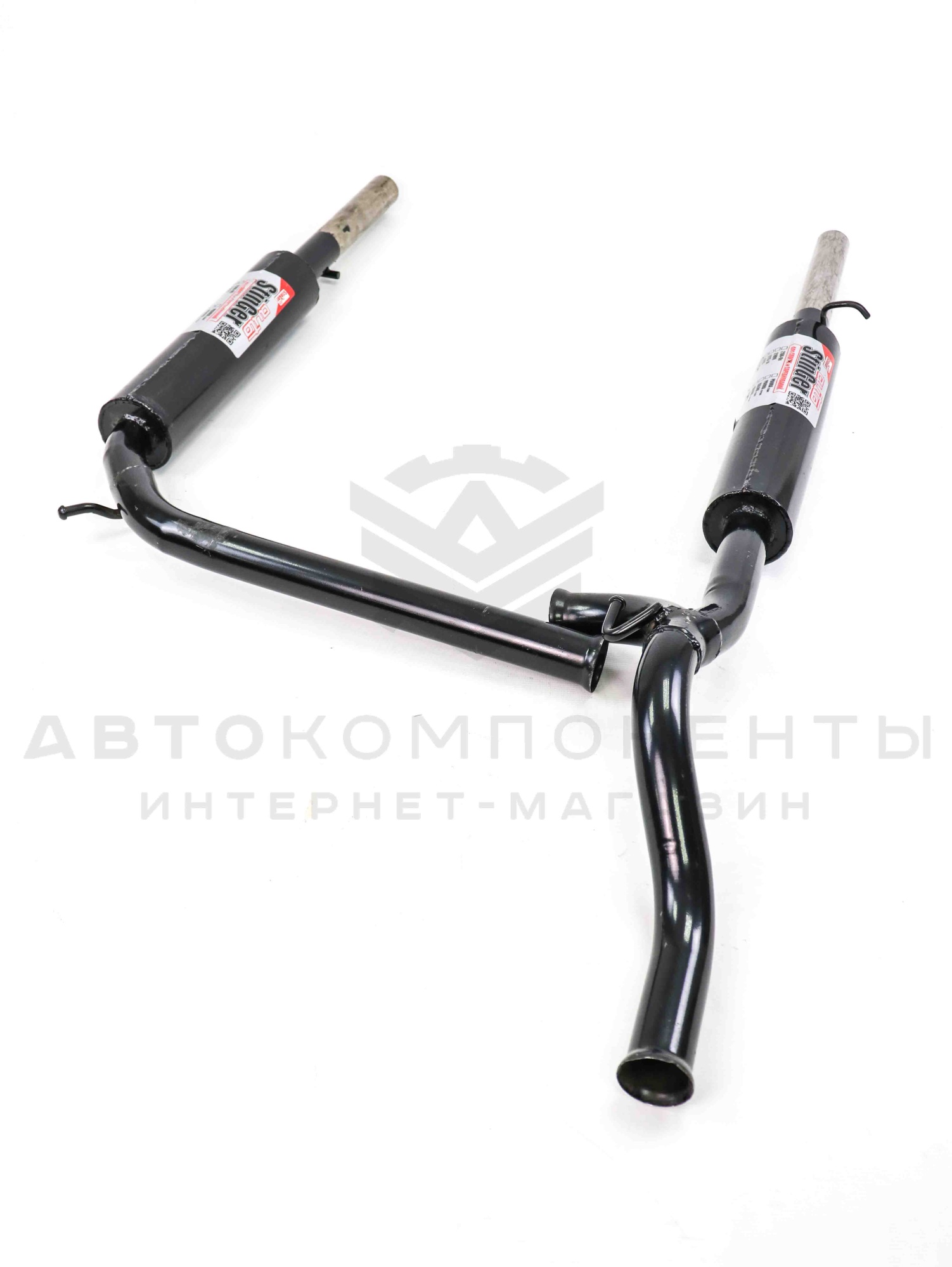 Глушитель "Stinger" раздвоенный (с двойными насадками "кованый карбон") ВАЗ 2110, 2111