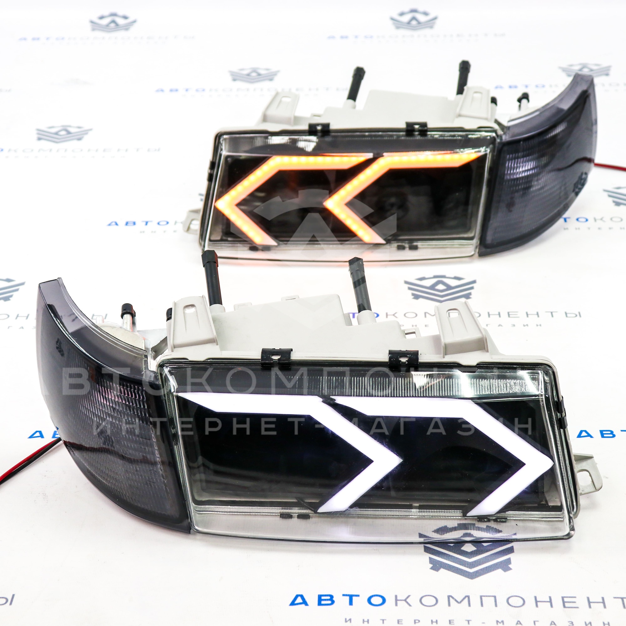 Фары ВАЗ 2110-2112 в стиле AMG (черная маска) с ДХО