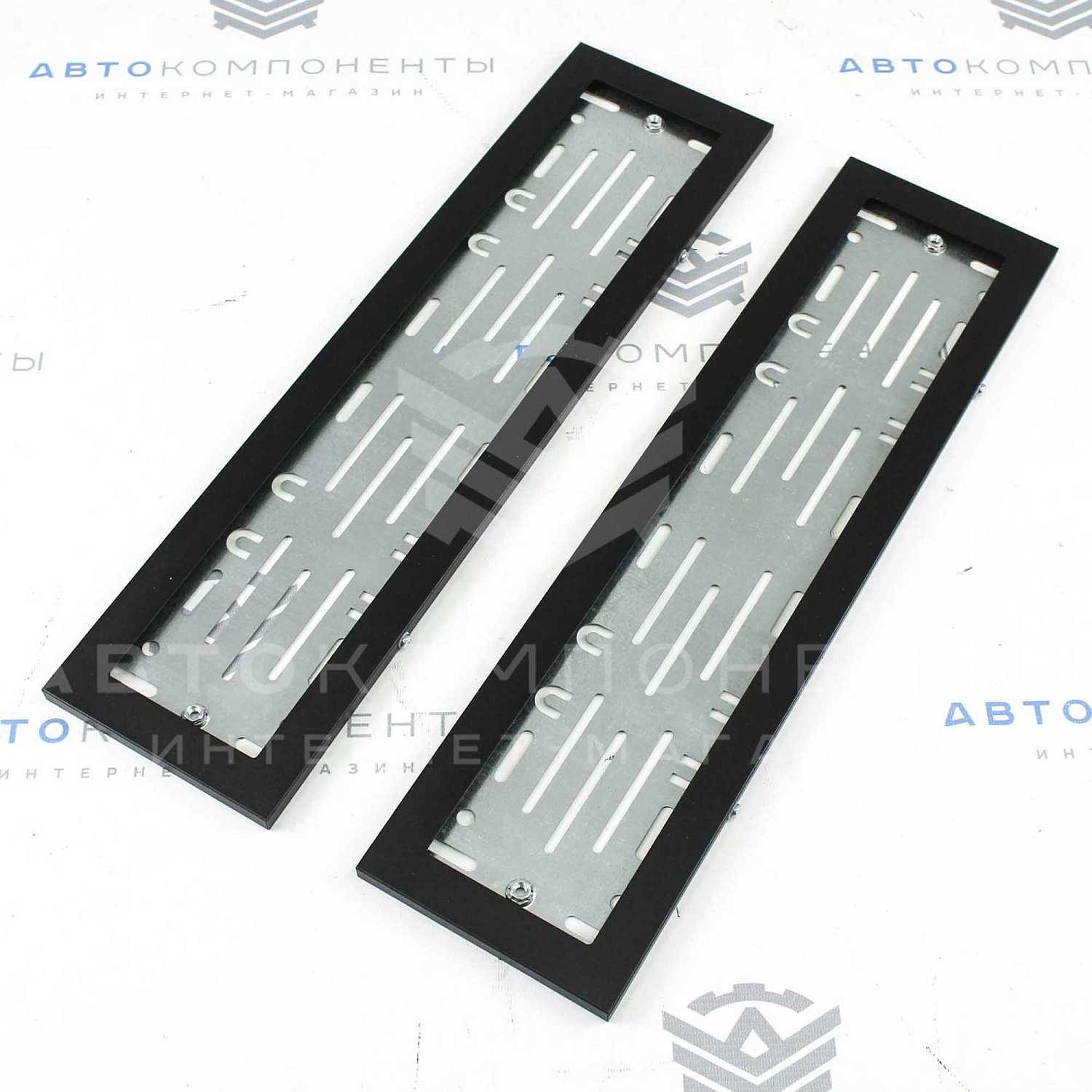 Антивандальные широкие номерные рамки (черные)