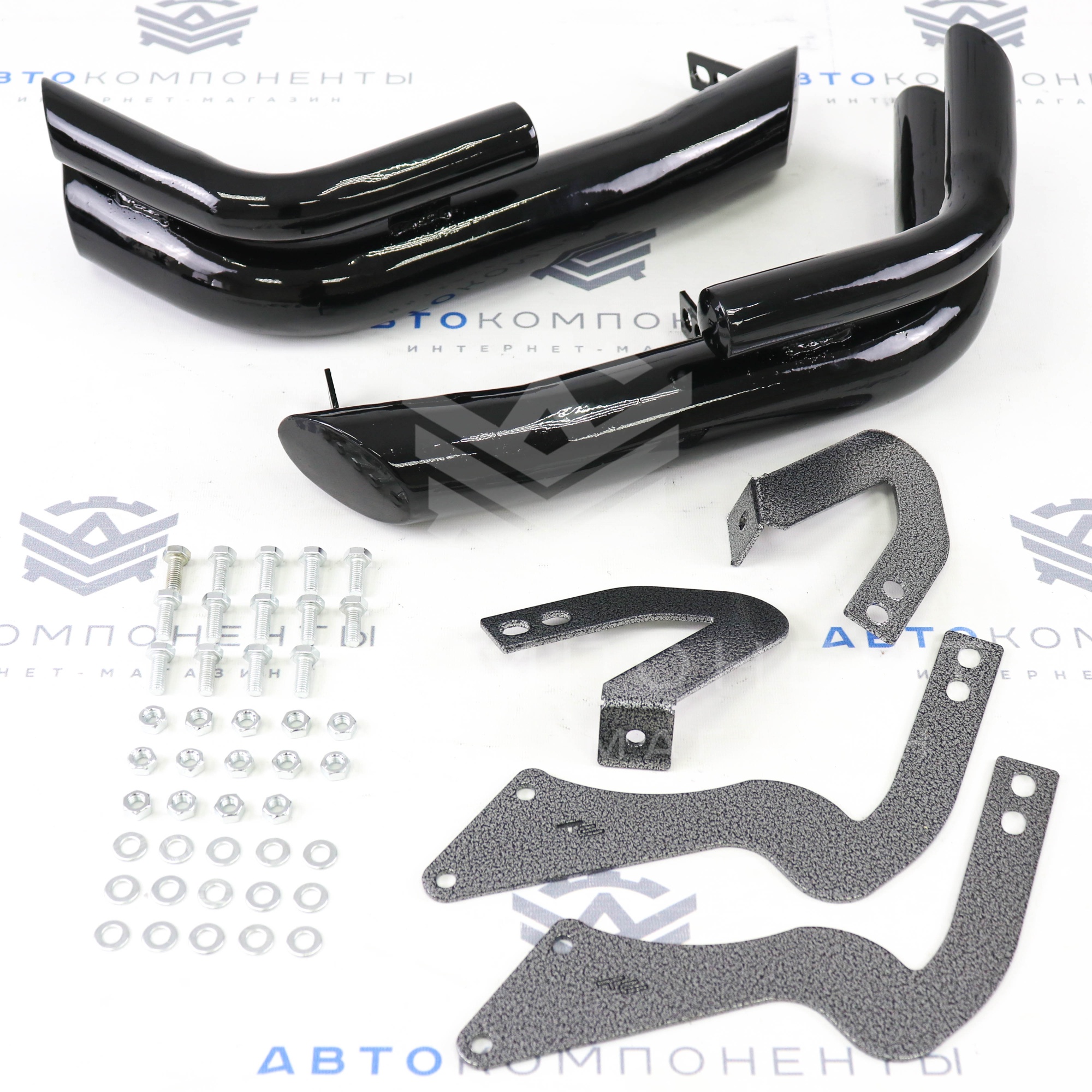 Защита заднего бампера (уголки двойные) Люкс "ТехноСфера" Лада Нива 4х4 Урбан (черный лак)