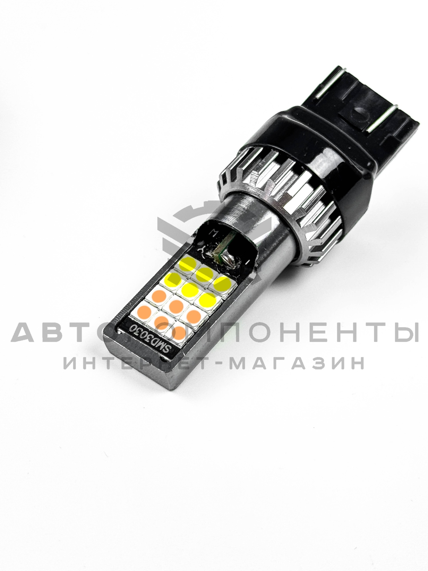 Светодиодные лампы с приветствием W21/5W T20 (оранжевый-белый) (2шт)