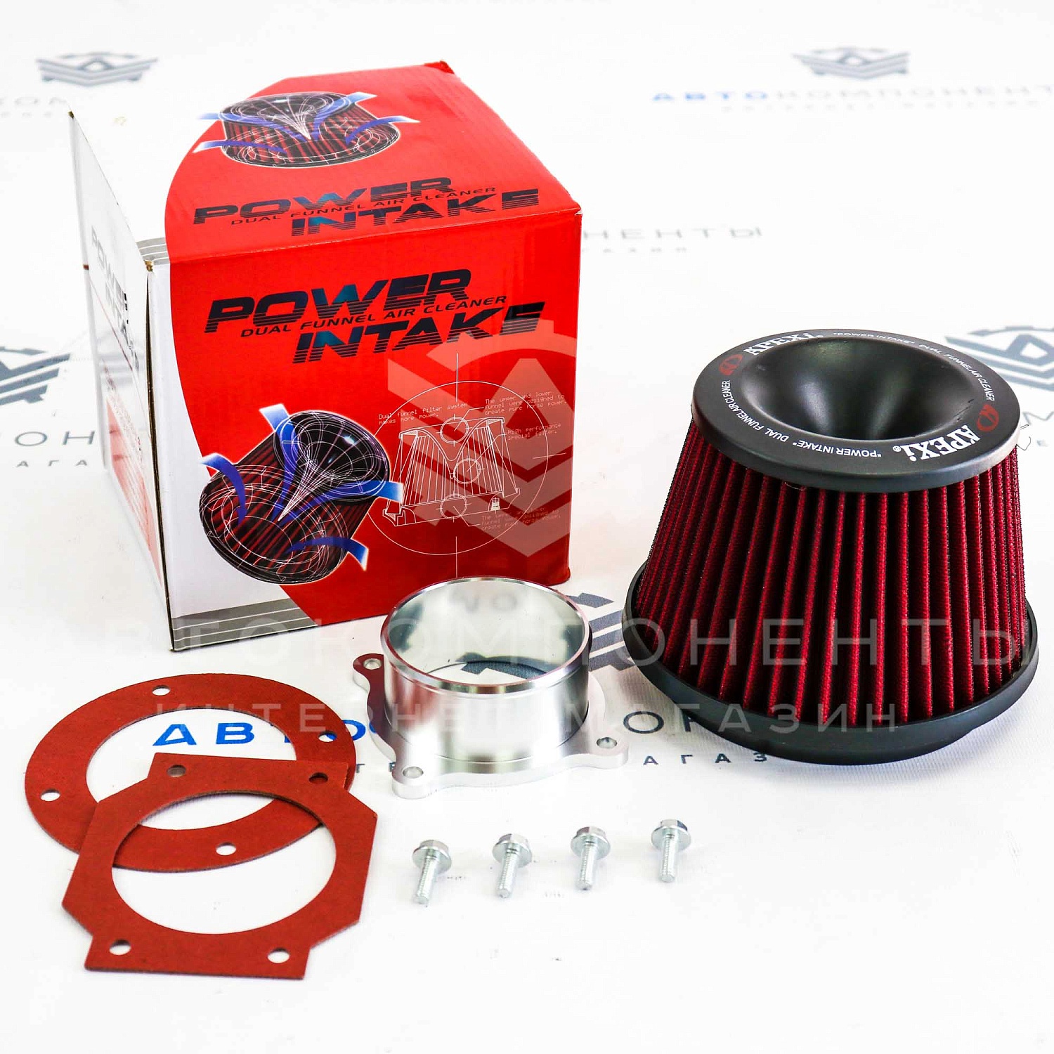 Универсальный воздушный фильтр (красный) нулевого сопротивления (нулевик) "APEXi"