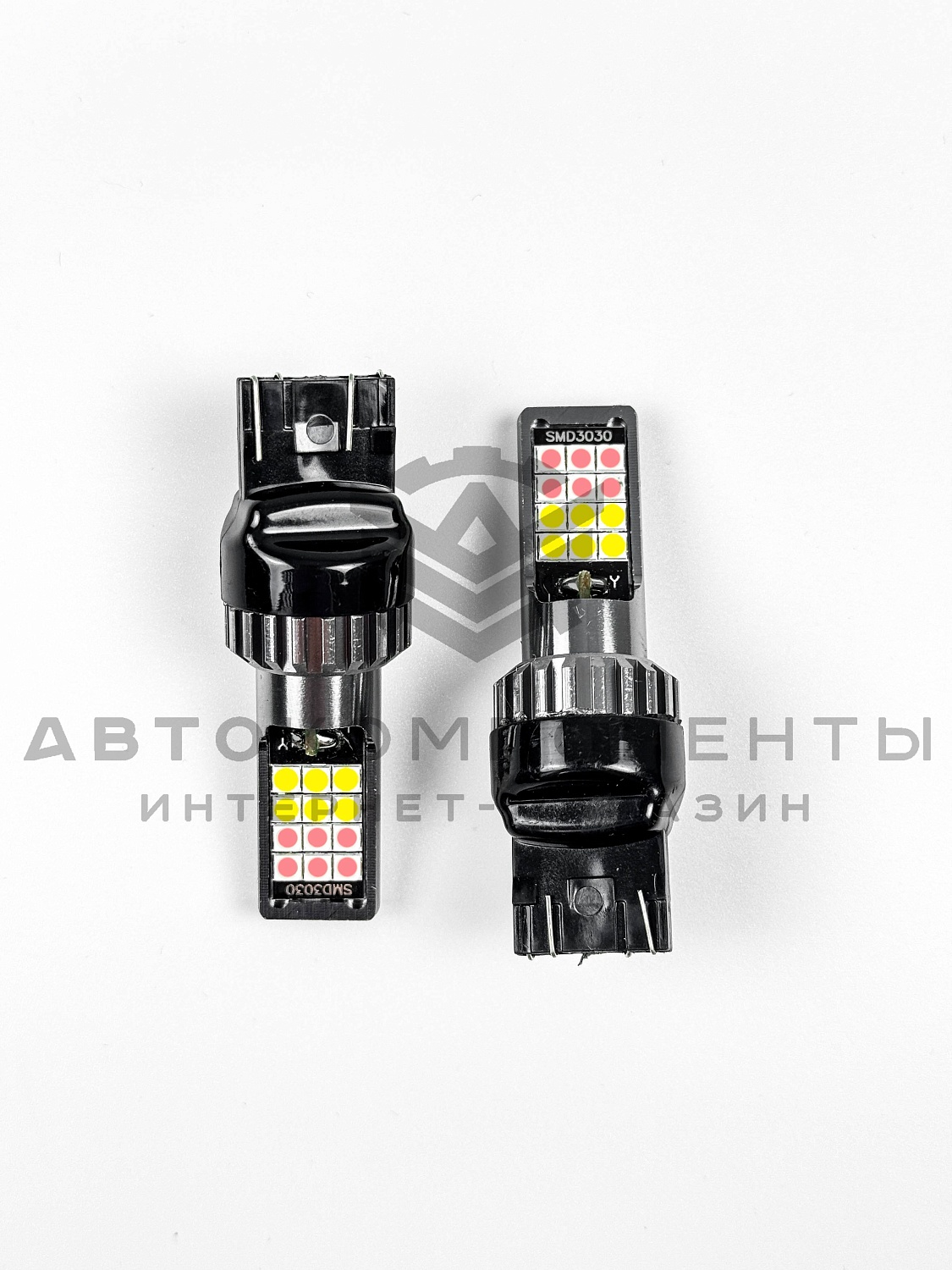 Светодиодные лампы с приветствием W21/5W T20 (розовый-белый) (2шт)