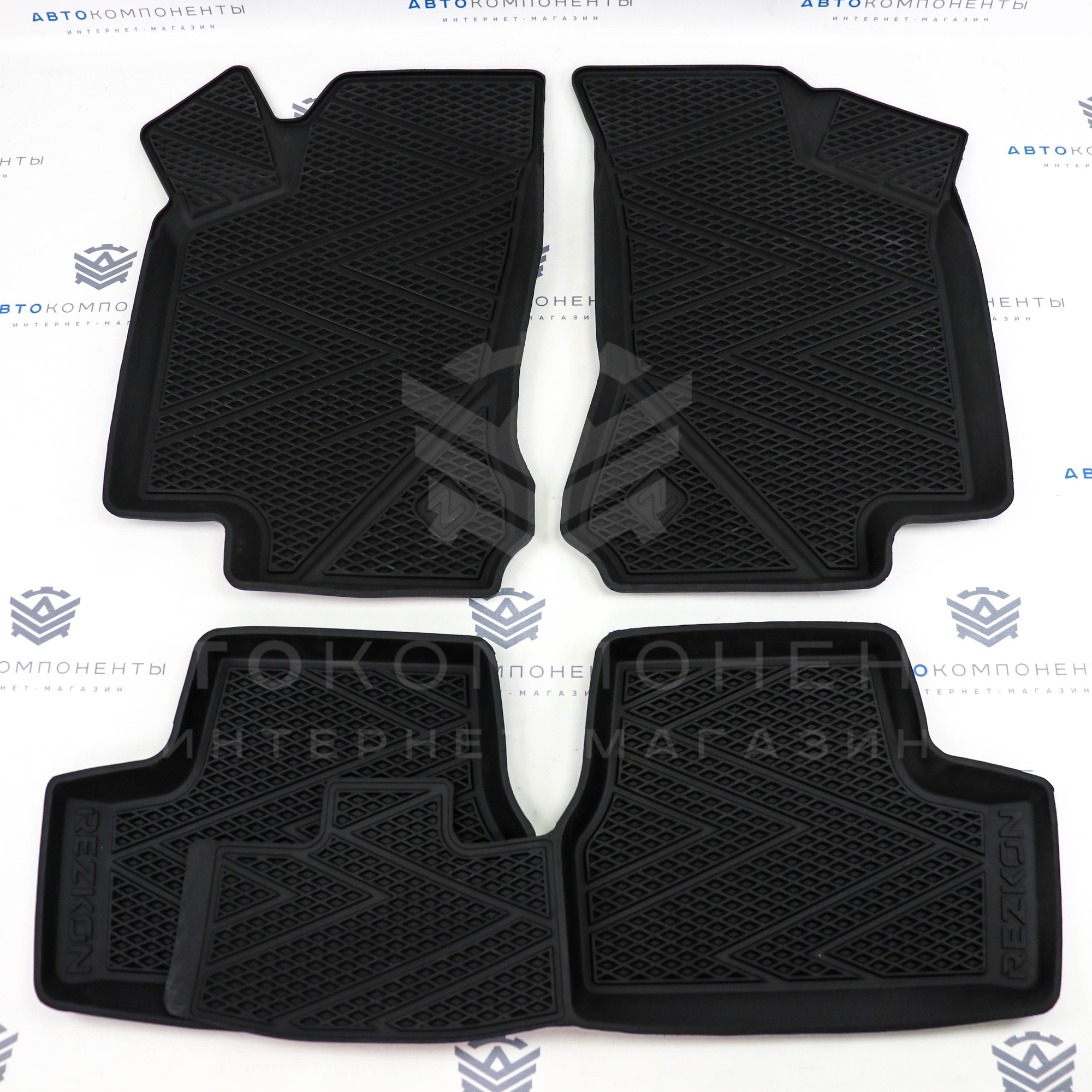 Ковры салонные "Rezkon" с бортами (резиновые, ромб) Лада Гранта (1239015100)