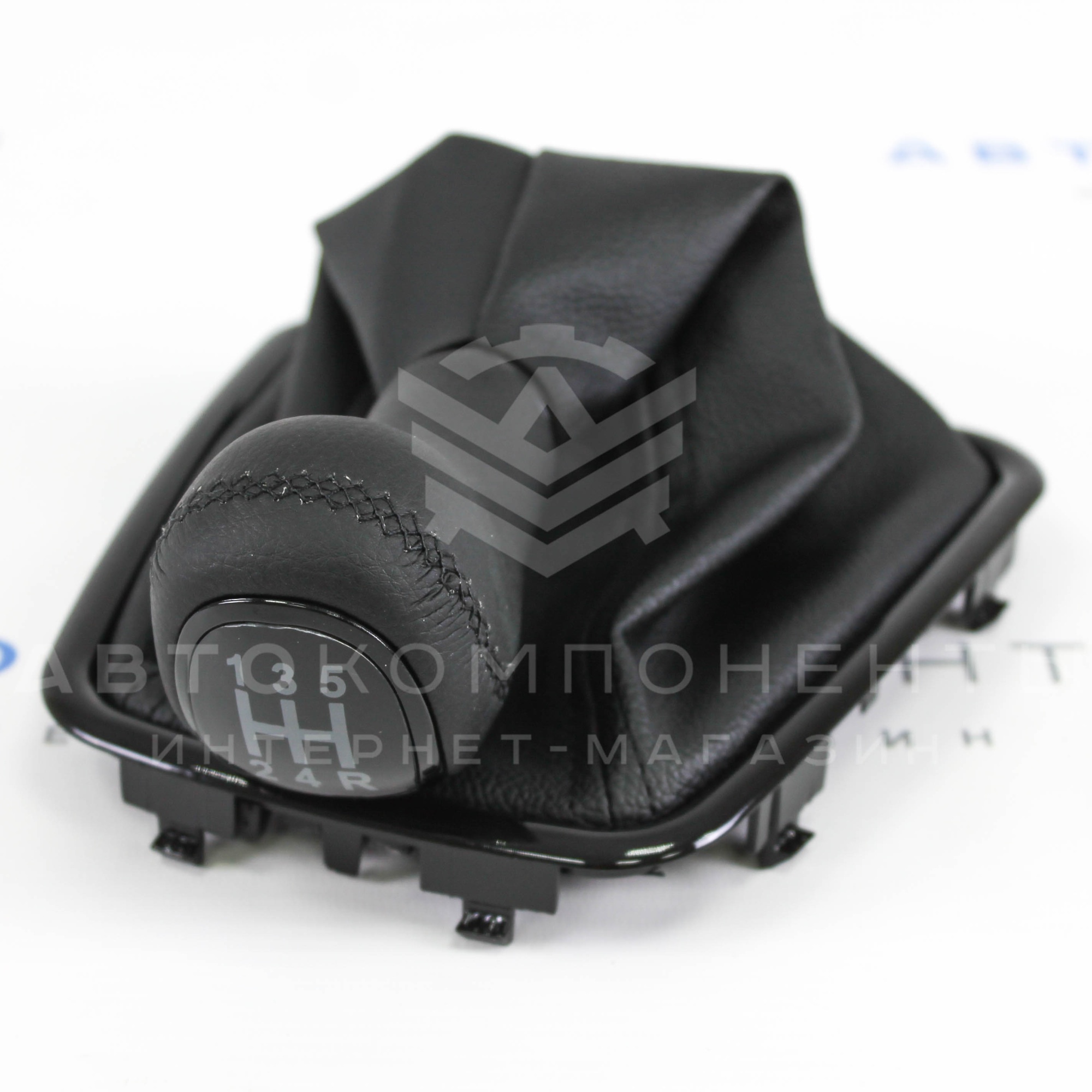 Ручка КПП с рамкой (стиль Vesta, черный лак) Лада Гранта, Калина 2 (черная нить) "Sal-Man"