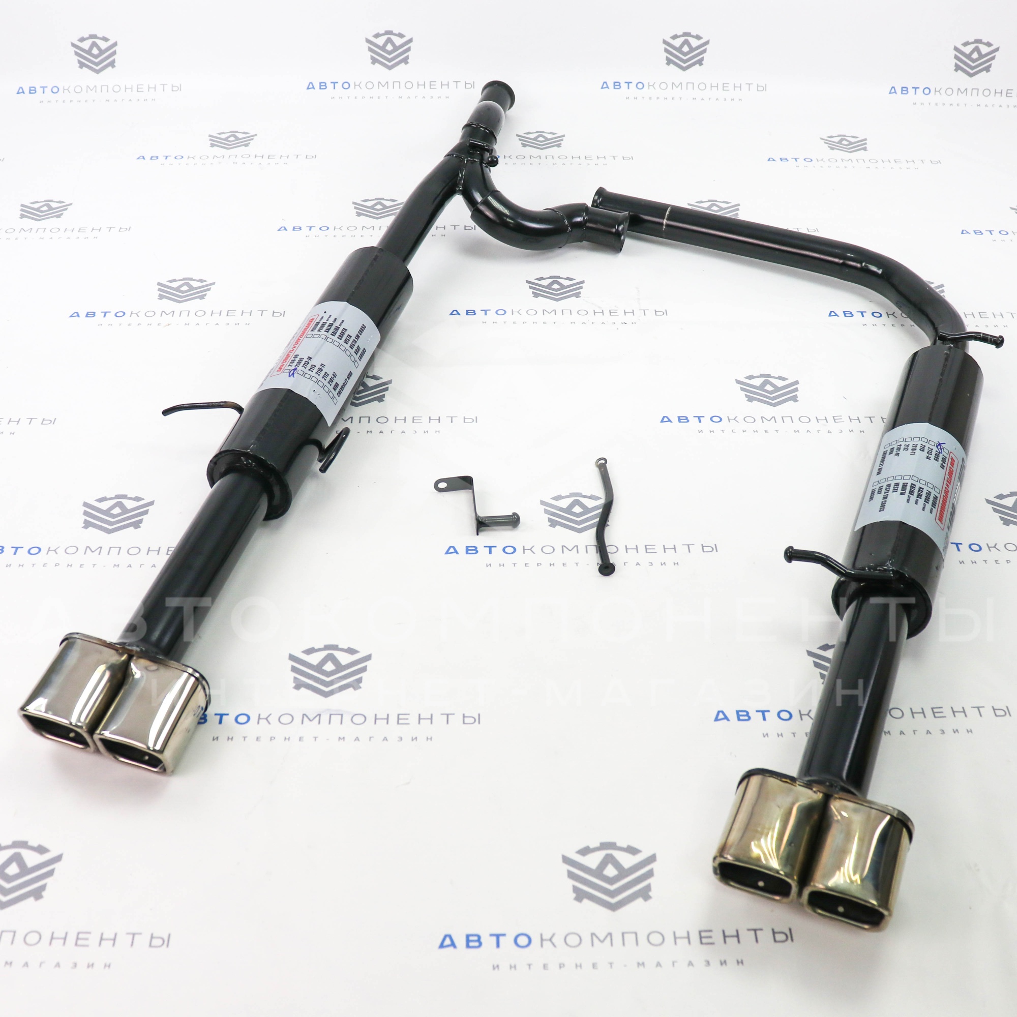 Глушитель "Stinger" прямоточный, раздвоенный (с двойными квадратными насадками) ВАЗ 21099