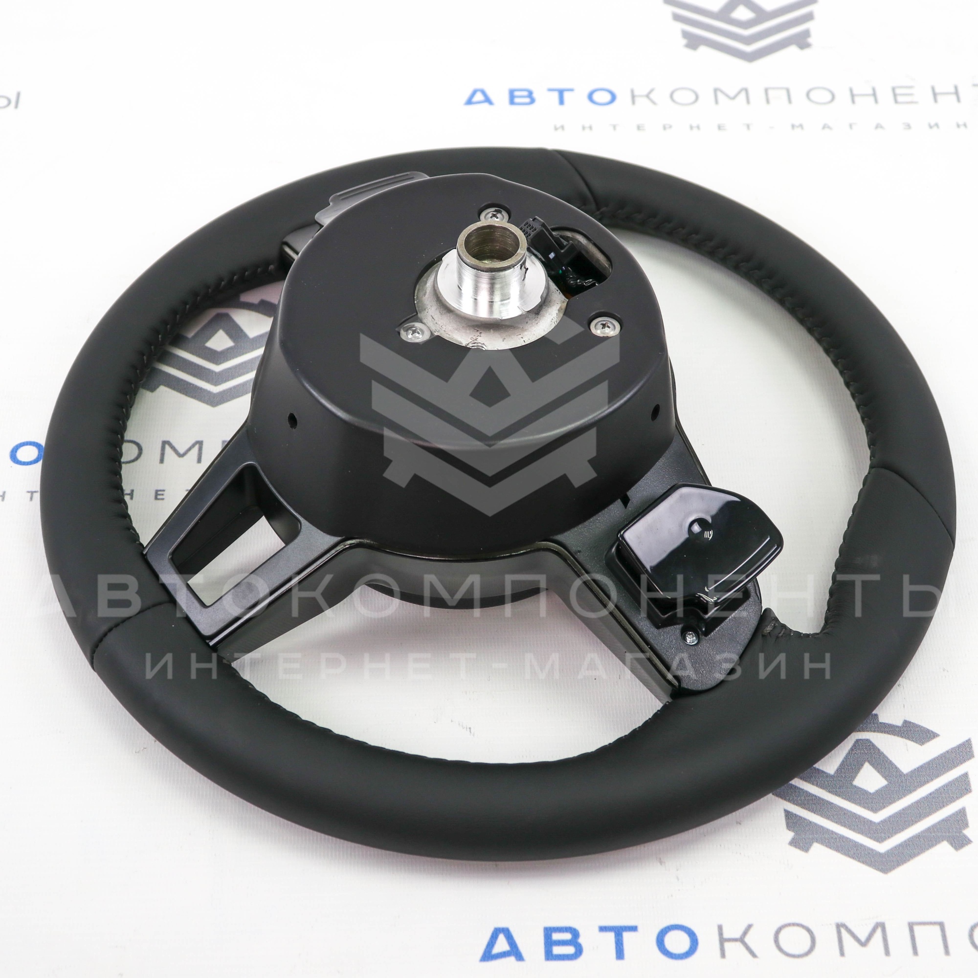 Мультируль "Porsche" (в коже) с подрулевым переключателем (шлейф) 6 пинов Лада Приора, Калина, Гранта