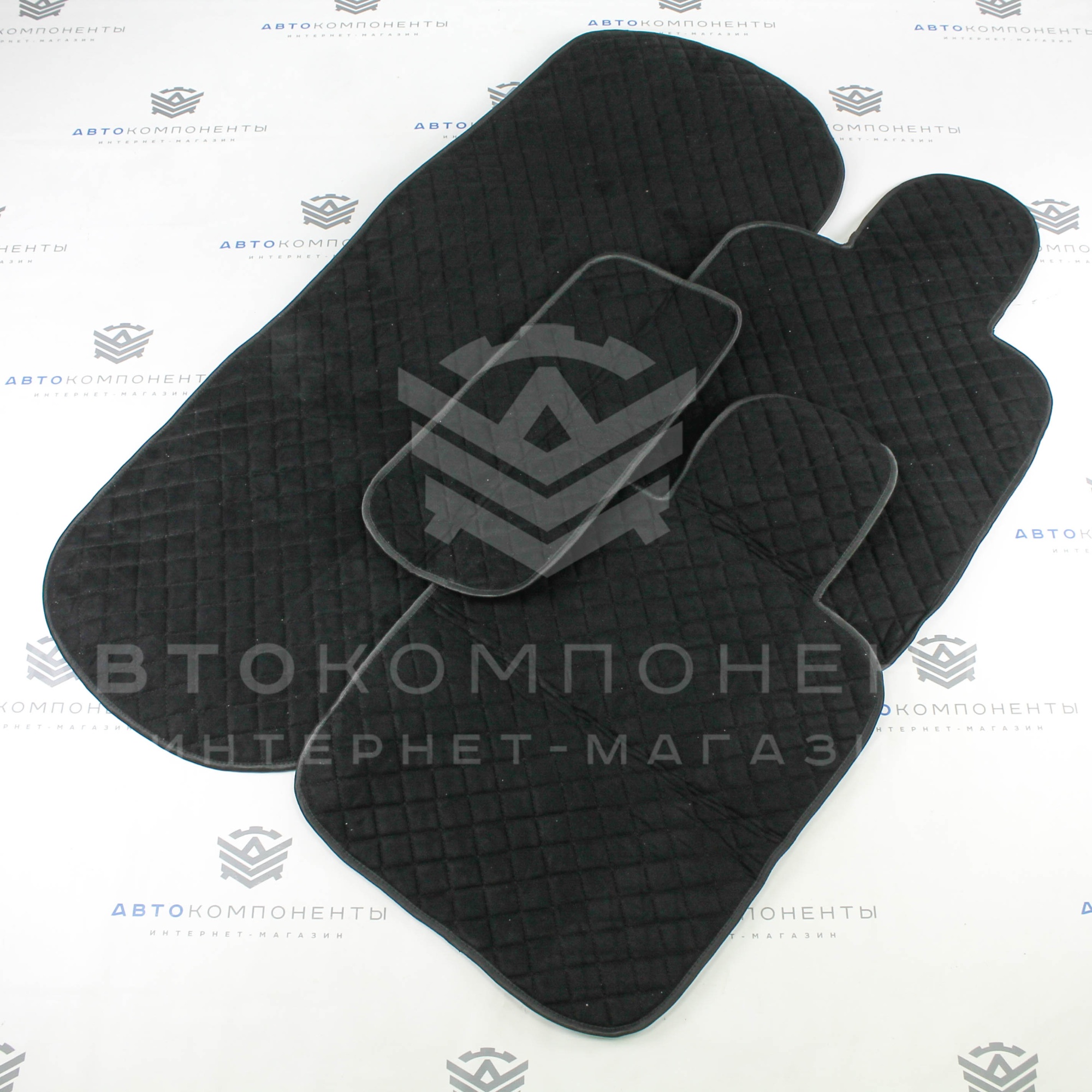 Универсальные накидки из велюра на задние сиденья Ромб (черные)
