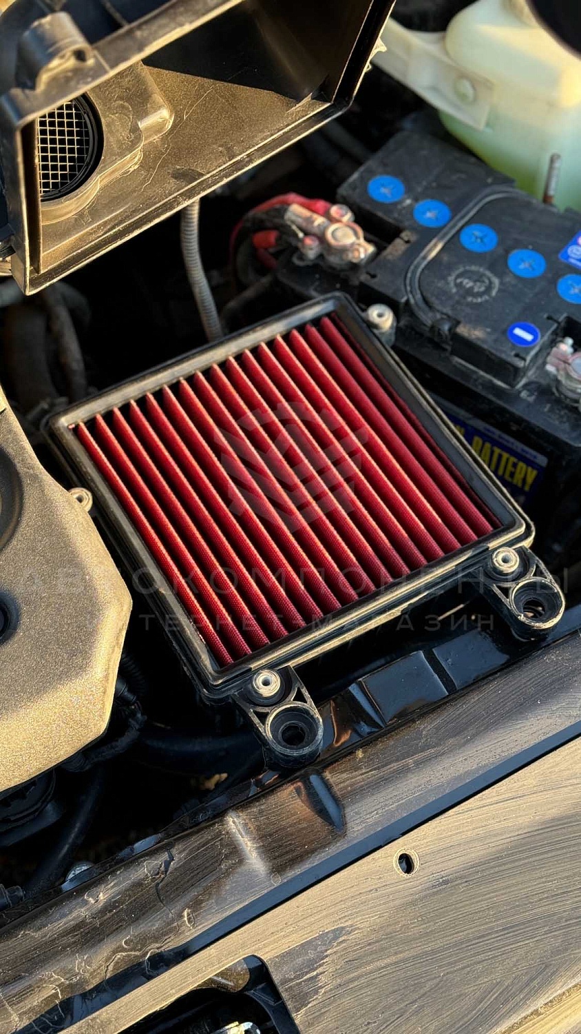 Фильтр нулевого сопротивления (нулевик) в штатный корпус (красный)