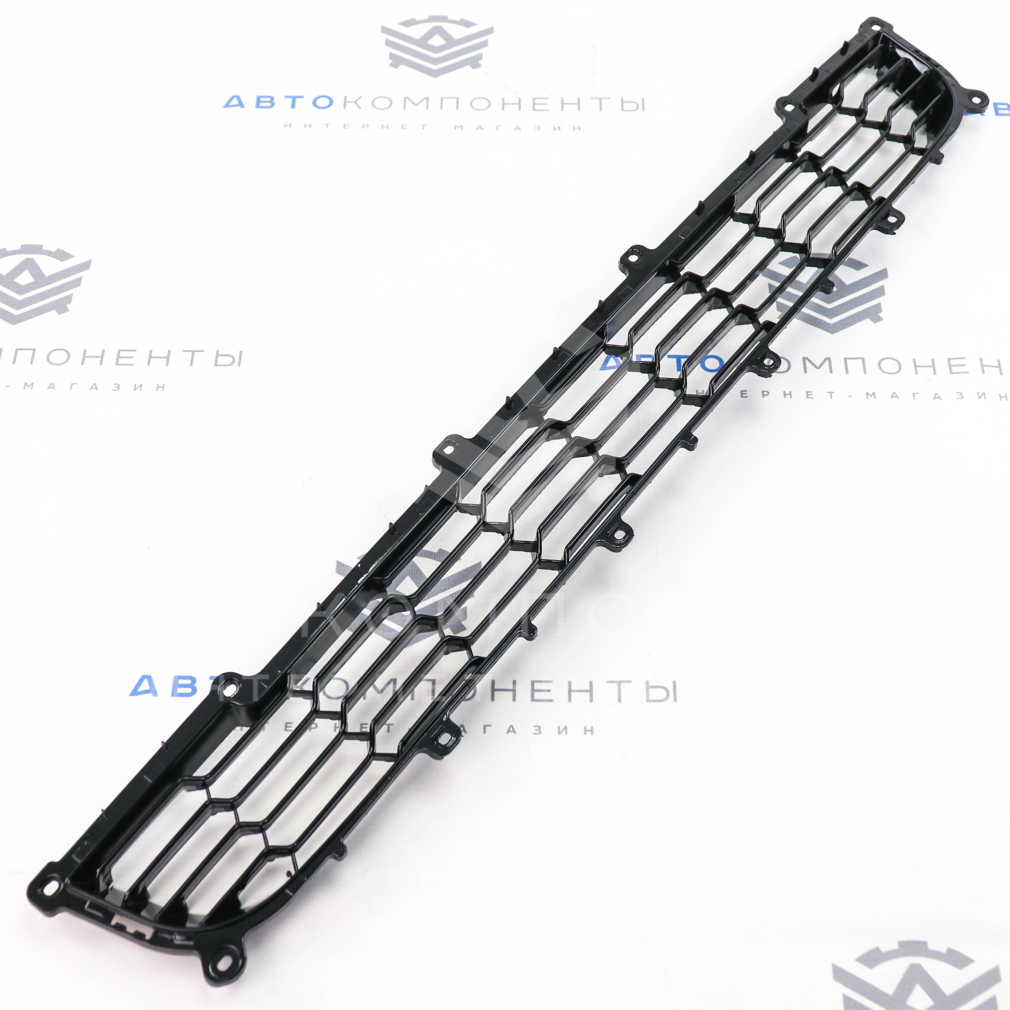 Нижняя решетка переднего бампера (соты) Лада Приора 2 (черный глянец)