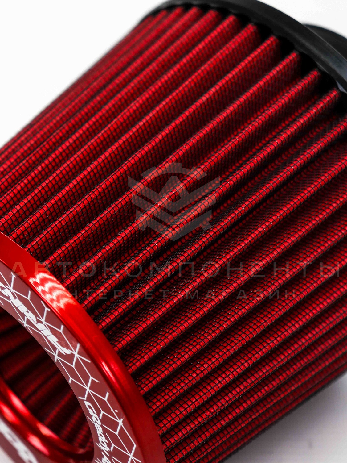 Универсальный воздушный фильтр нулевого сопротивления (нулевик) "GReddy" (красный)