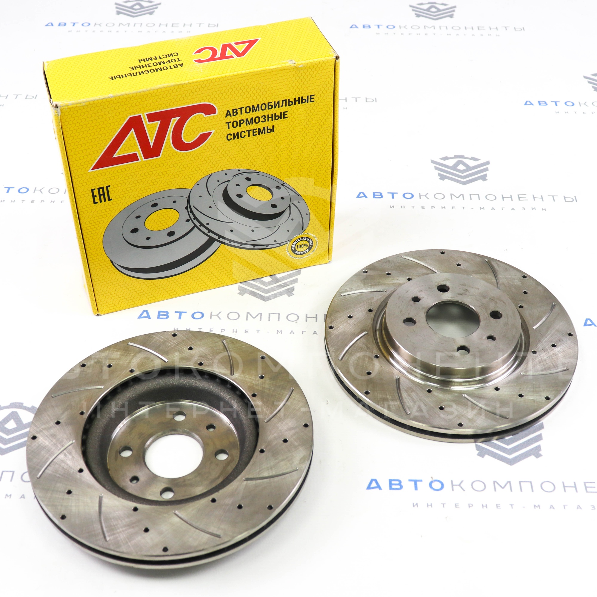 Тормозные диски "АТС" Sport R15 (насечки, перфорация) Лада Калина, Гранта Спорт