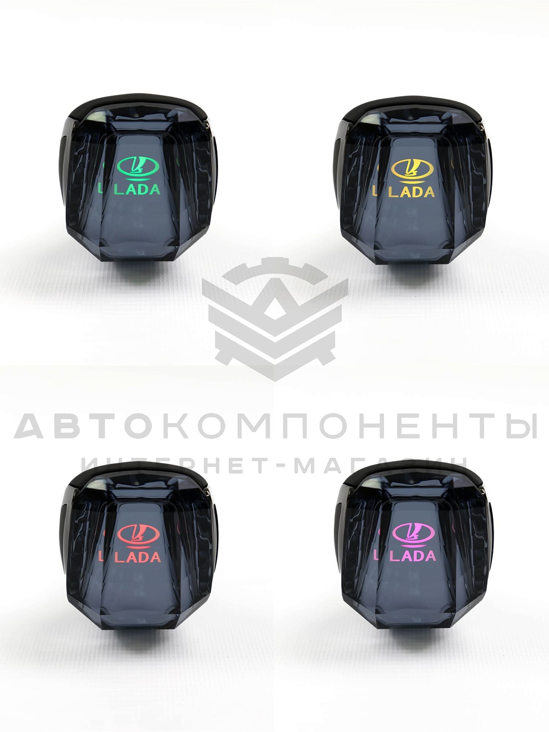 Хрустальная ручка КПП, универсальная "Кристалл" с подсветкой RGB (темный хром)