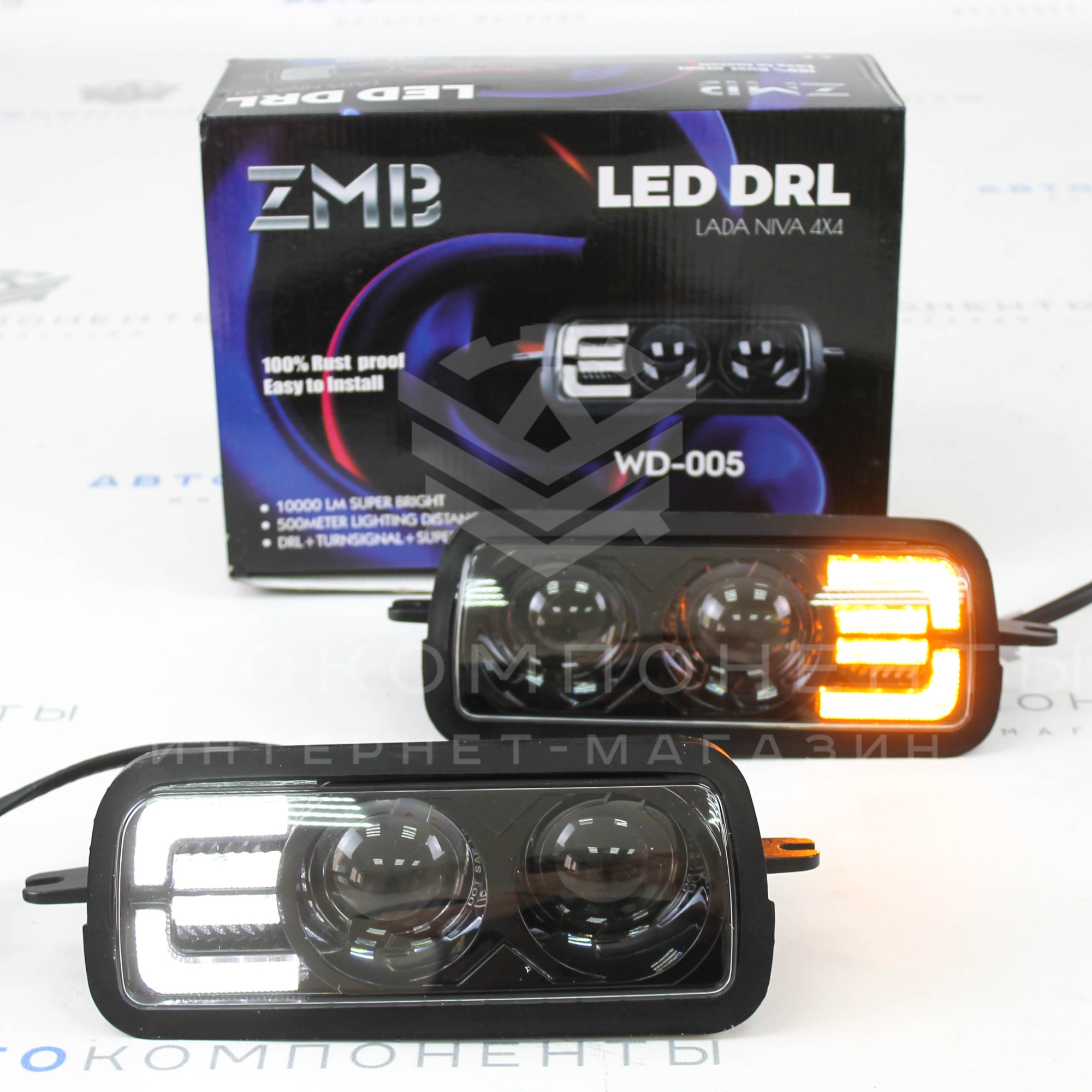 Светодиодные подфарники (2 линзы с поворотником) Лада Нива 4х4