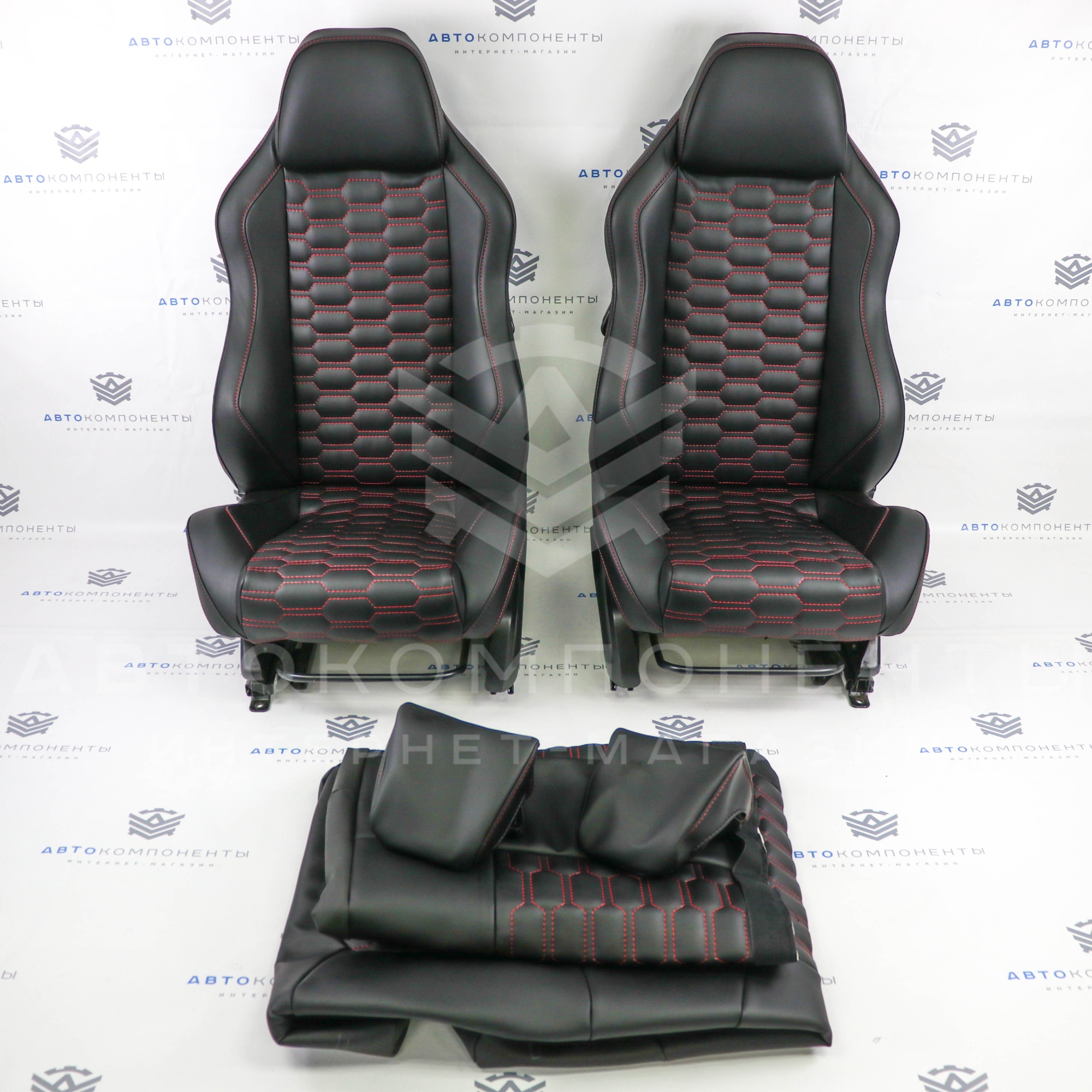 Анатомические сиденья (в сборе) с прострочкой "Соты" ВАЗ 2109, 21099, 2114, 2115
