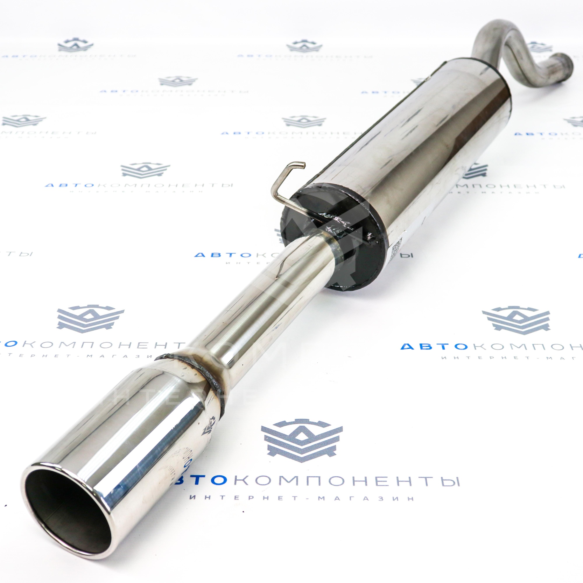 Глушитель "Stinger" основной, прямоточный (с круглой насадкой) Лада Гранта Спорт (нерж. сталь)