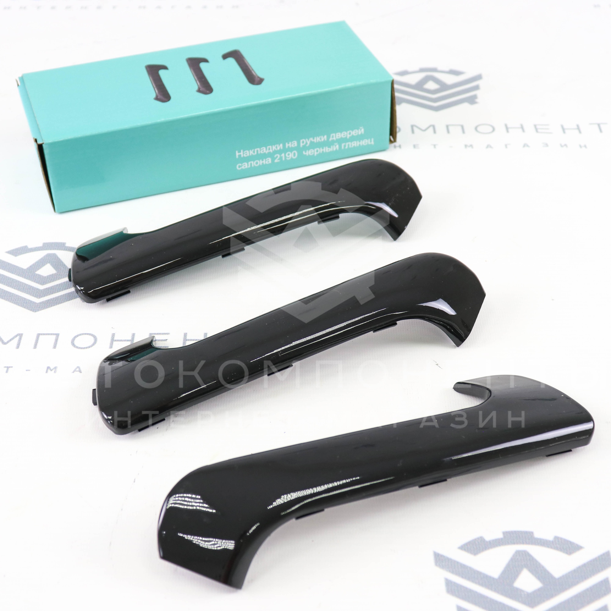 Накладки ручек обивки пассажирских дверей (черный лак) Лада Гранта, Гранта FL, Калина 2