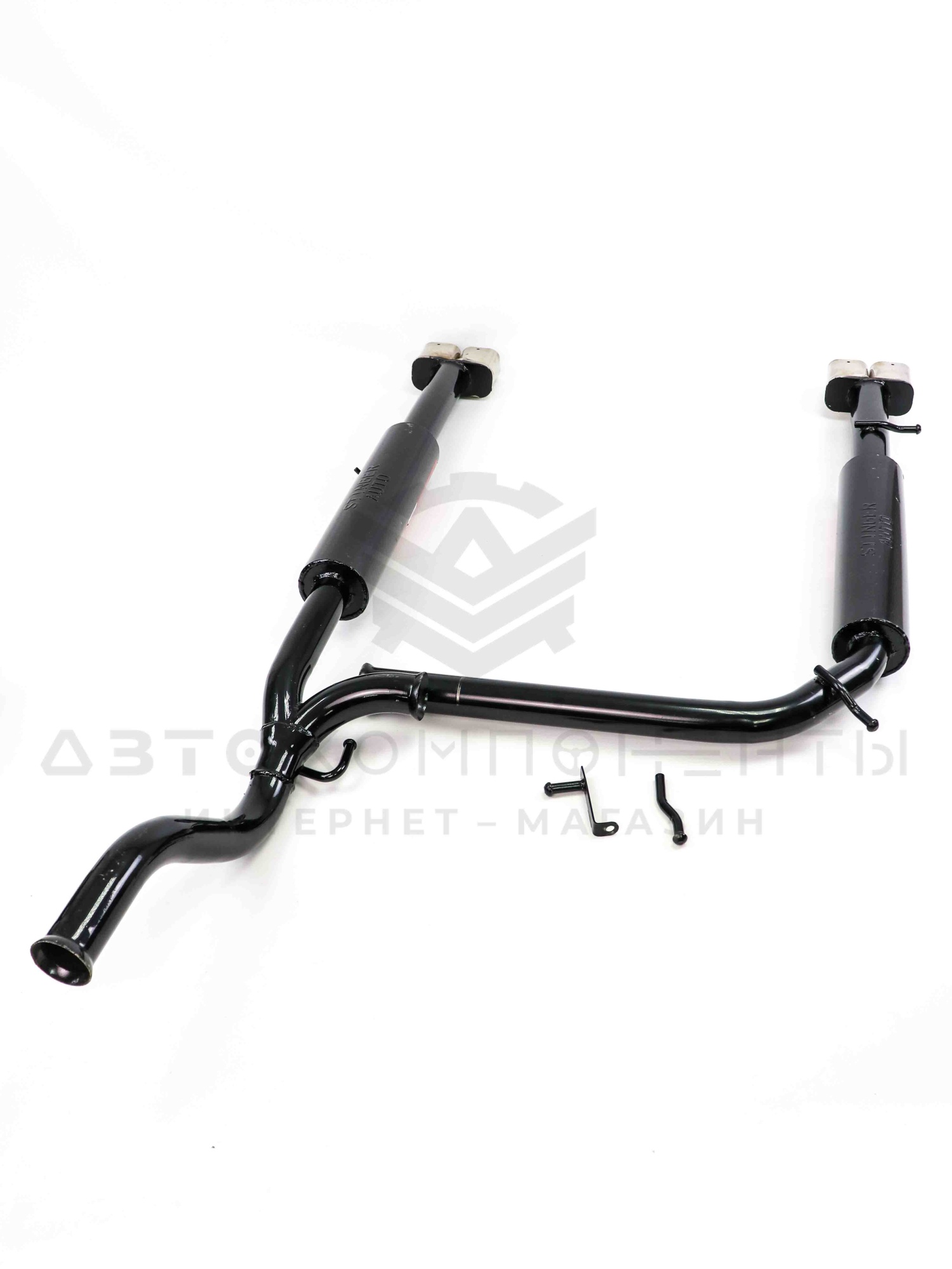 Глушитель "Stinger" прямоточный, раздвоенный (с двойными квадратными насадками) ВАЗ 2110