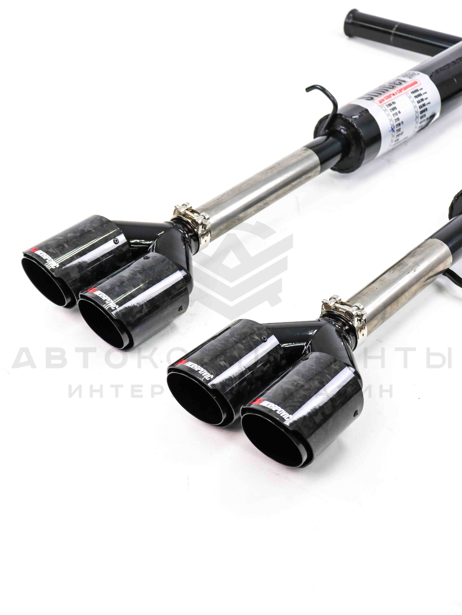 Глушитель "Stinger" раздвоенный (с двойными насадками "кованый карбон") ВАЗ 2110, 2111