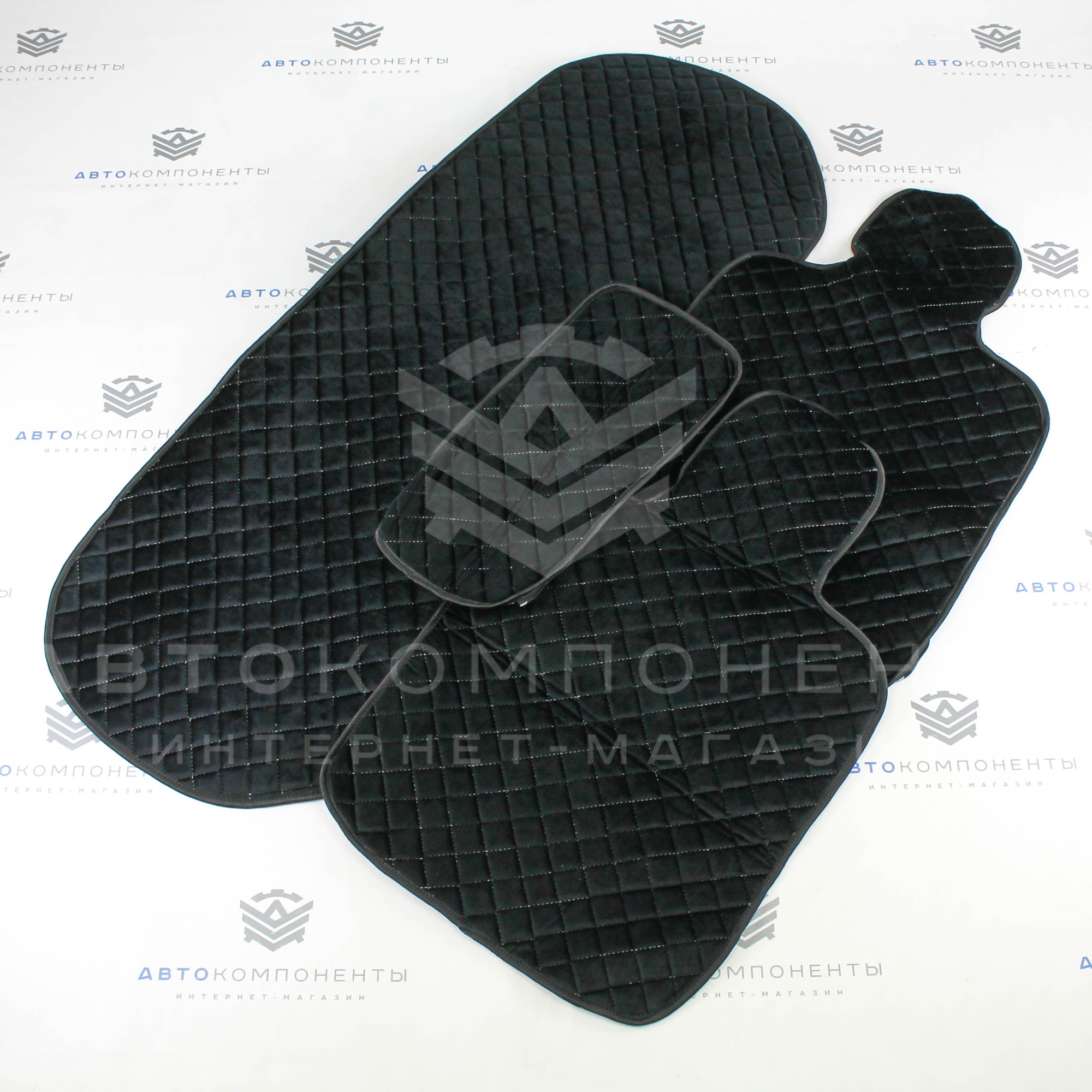 Универсальные накидки из велюра на задние сиденья Ромб (белая нить)