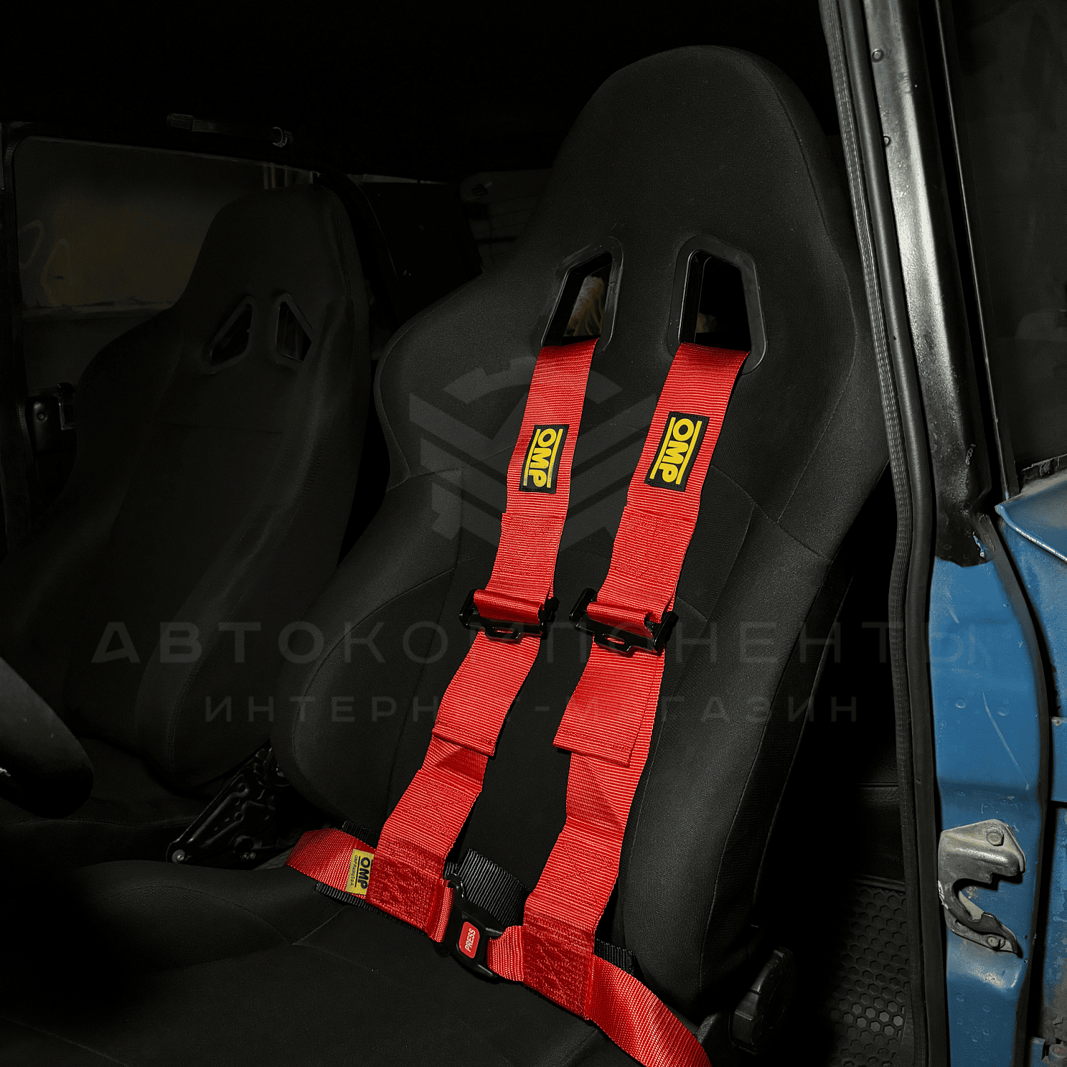 Ремни безопасности STREET OMP style 4-х точечные (красные)